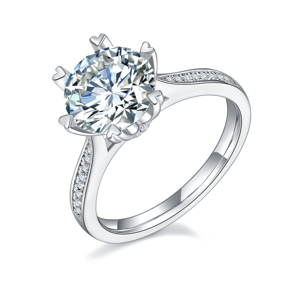3-carat Luxury Silver Ring Set With Top-quality Moissanite D Color VVS, S925 Silver Plated With Platinum