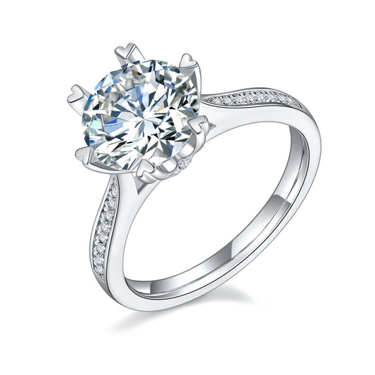 3-carat Luxury Silver Ring Set With Top-quality Moissanite D Color VVS, S925 Silver Plated With Platinum