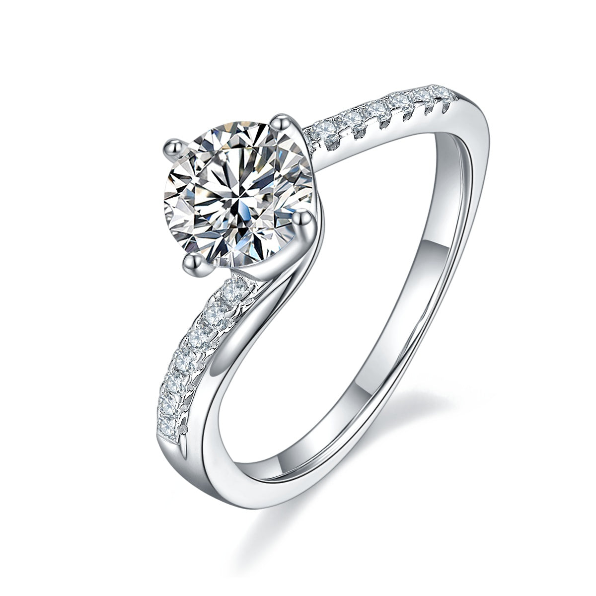 1-carat Luxury  Silver Ring Set With Top-quality Moissanite D Color VVS, S925 Silver Plated Platinum
