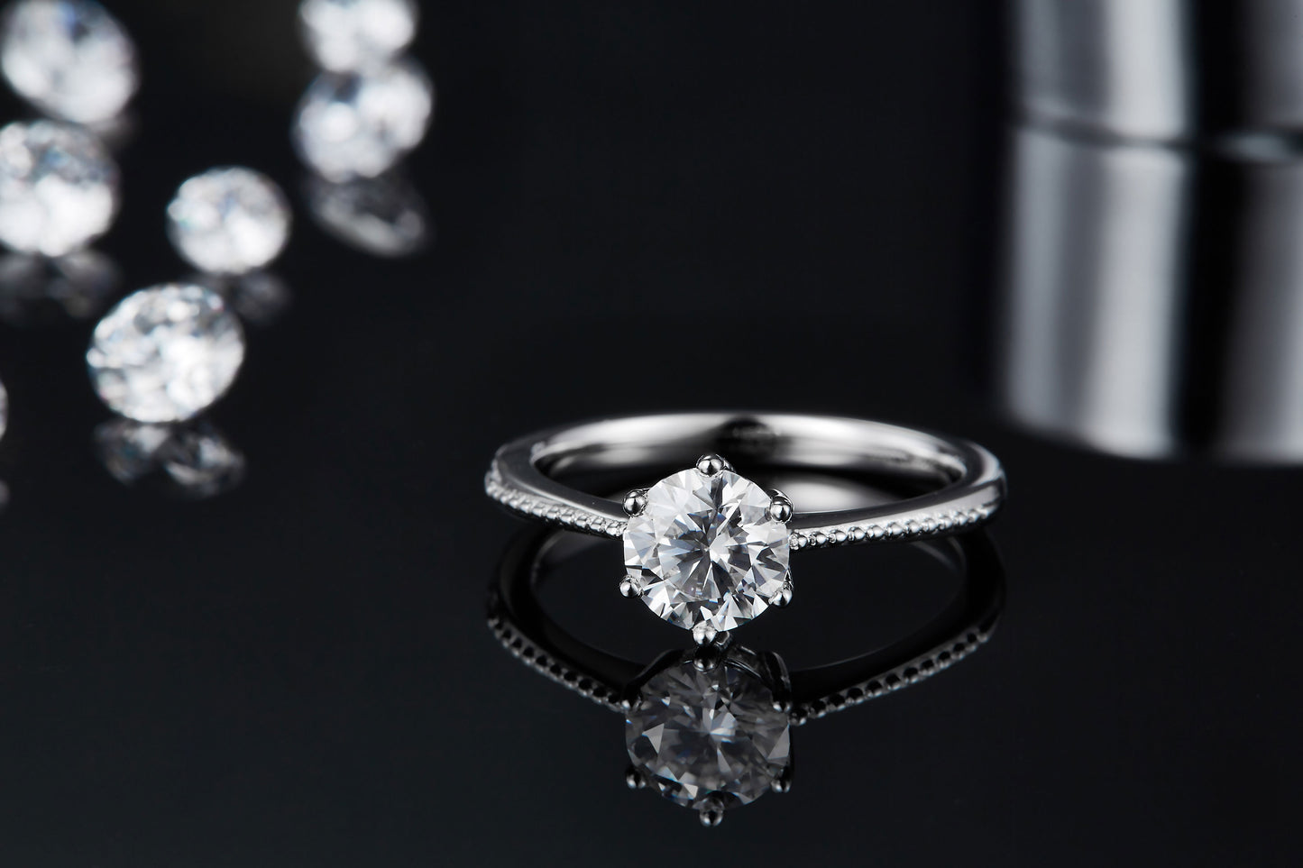1-carat Luxury Silver Ring Set With Top-quality Moissanite D Color VVS , S925 Silver Plated Platinum