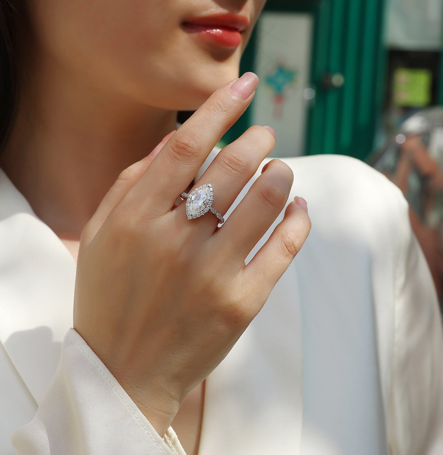 Heartbeat Mirror - Luxury Silver Ring Set With Top-quality Moissanite D Color VVS,  S925 Silver And Platinum-plated