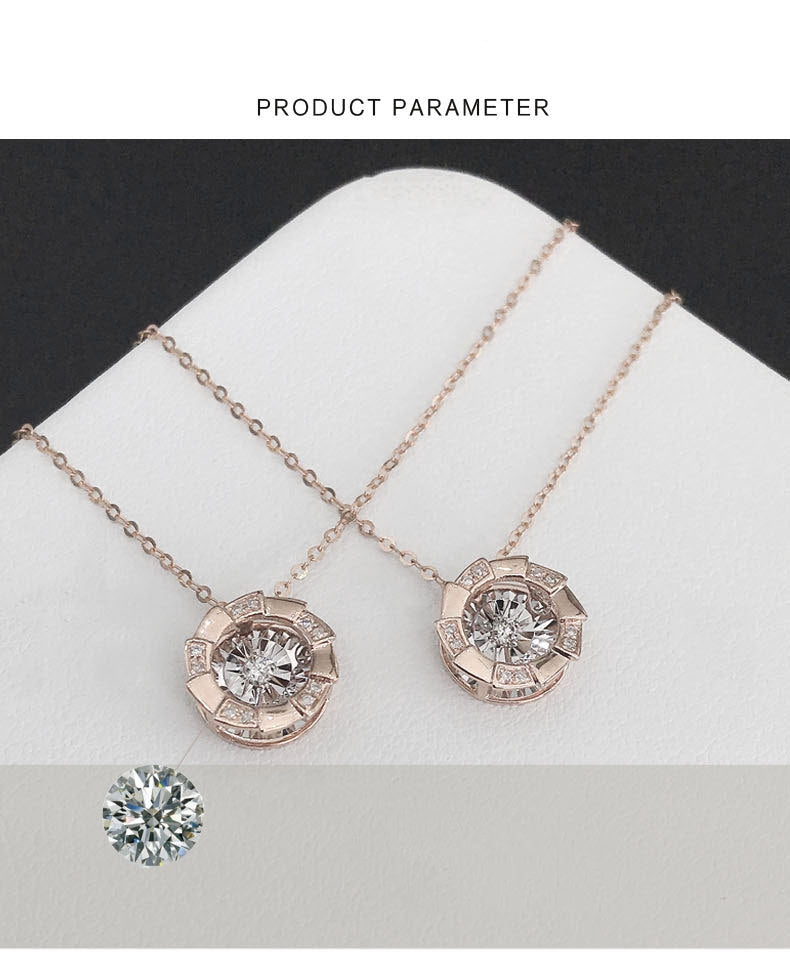 18K Rose Gold Pulsating Heart Diamond Pendant Necklace – Elegant Clavicle Chain