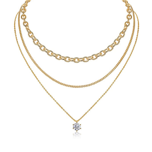2-carat Luxury Fashion Minimalist Trend Jewelry Silver Pendant Necklace With Top-quality Moissanite, S925 Silver Electroplated With Gold