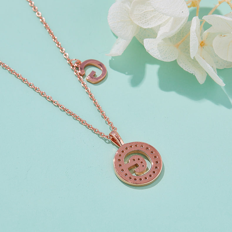 Luxury Initial Letter Necklace Pendant – G , S925 Silver Rose Gold Plated with Top-Quality Brilliant Moissanite