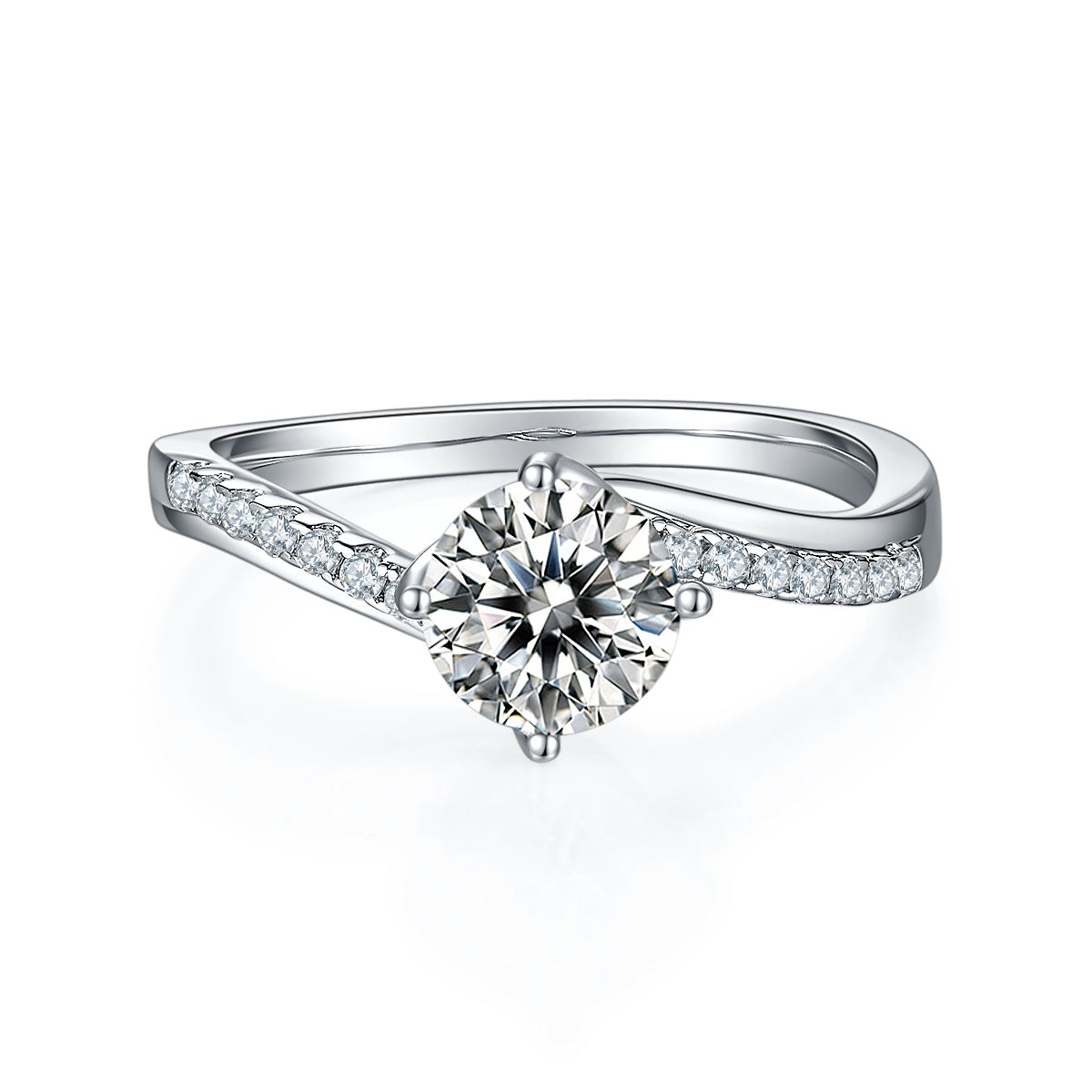 1-carat Luxury  Silver Ring Set With Top-quality Moissanite D Color VVS, S925 Silver Plated Platinum