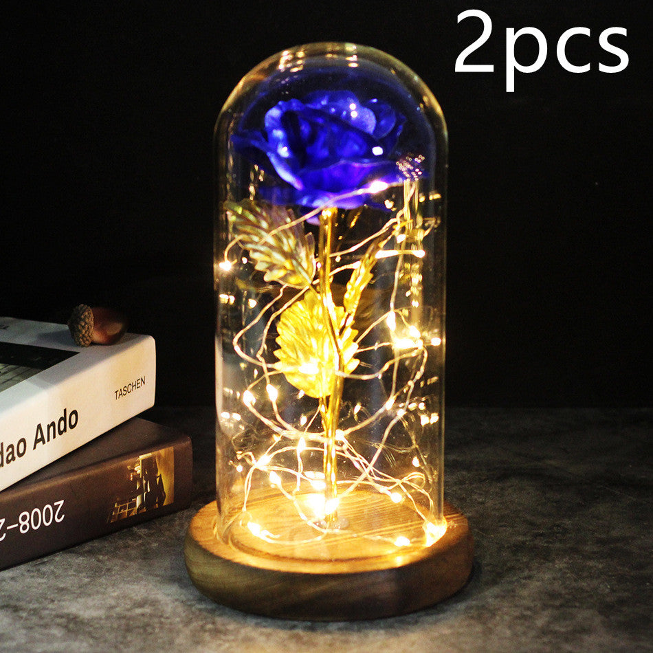 Galaxy Enchanted Rose in Glass Dome with LED Lights | Forever Flower Gift