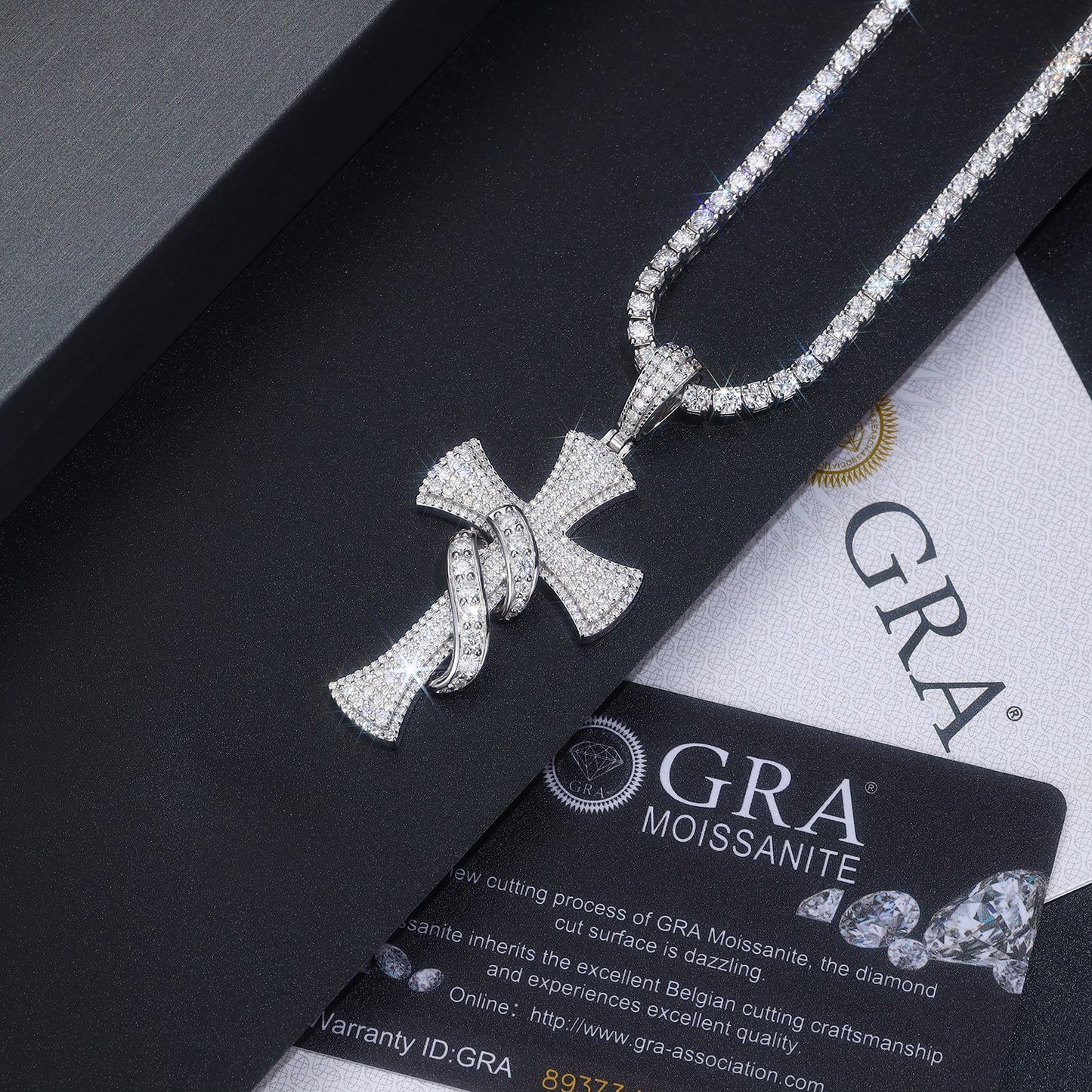 Luxury Silver Necklace Set With Top-quality Moissanite,  S925 Silver Electroplated With Platinum