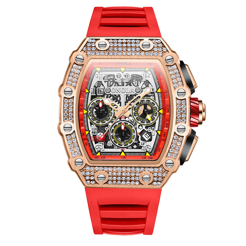 Luxury Full Diamond Mechanical Watch – Elegant Multi-Function Timepiece