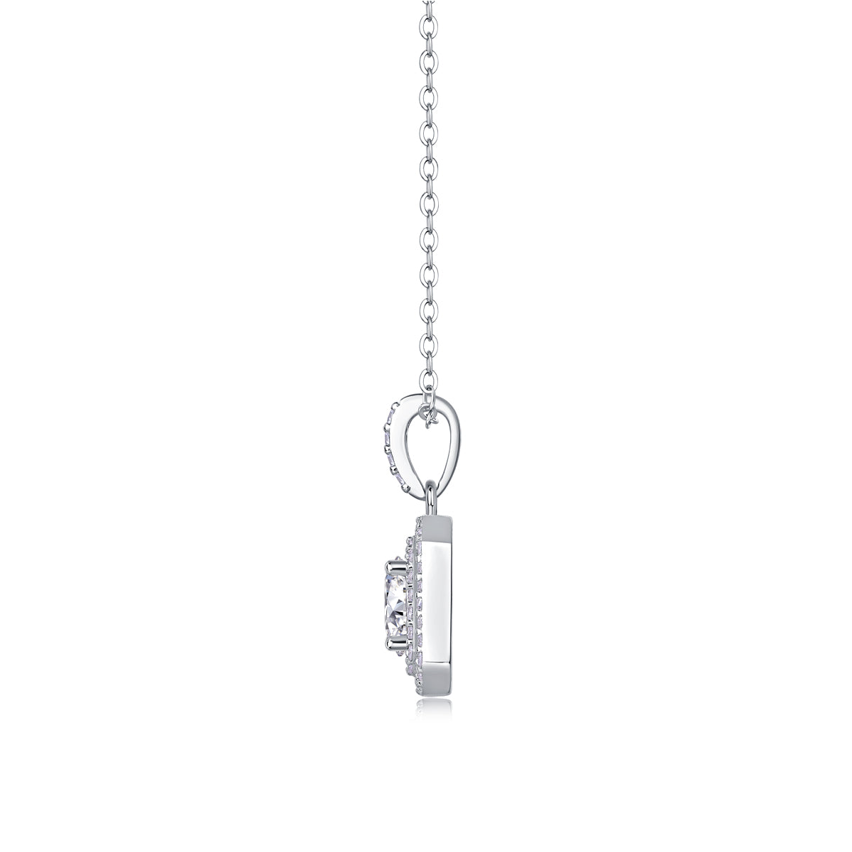 Luxury S925 Sterling Silver Platinum-Plated D Color VVS1 Moissanite Halo Pendant Necklace