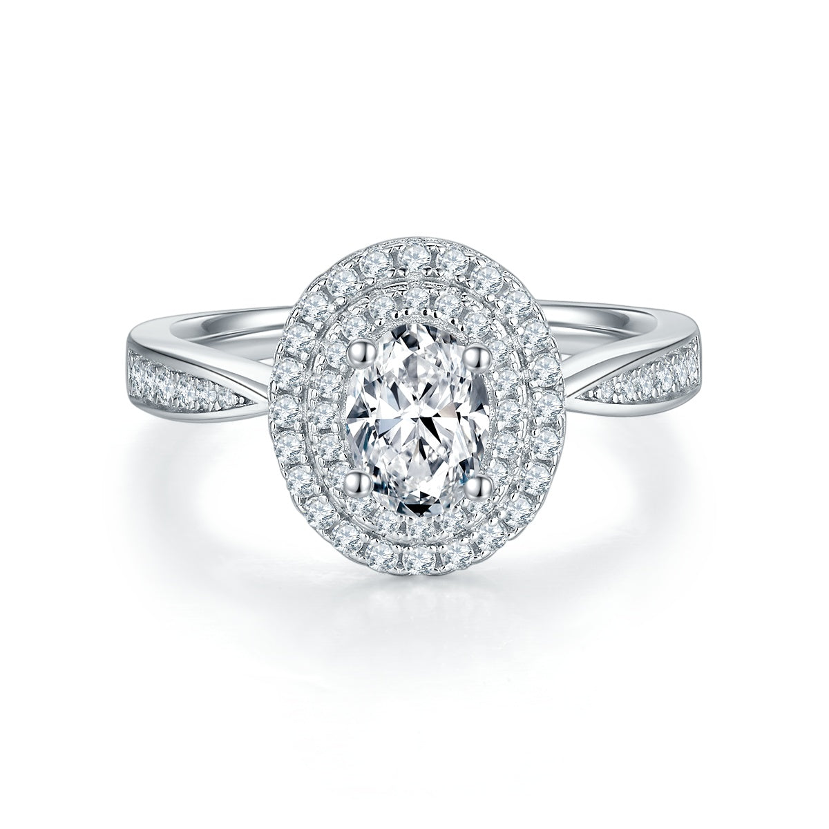 Egg-shaped Moissanite Set With Top-quality Moissanite D Color VVS , Luxury Silver Ring S925 Silver Plated With Platinum