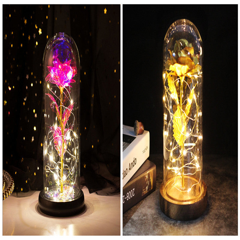 Galaxy Enchanted Rose in Glass Dome with LED Lights | Forever Flower Gift