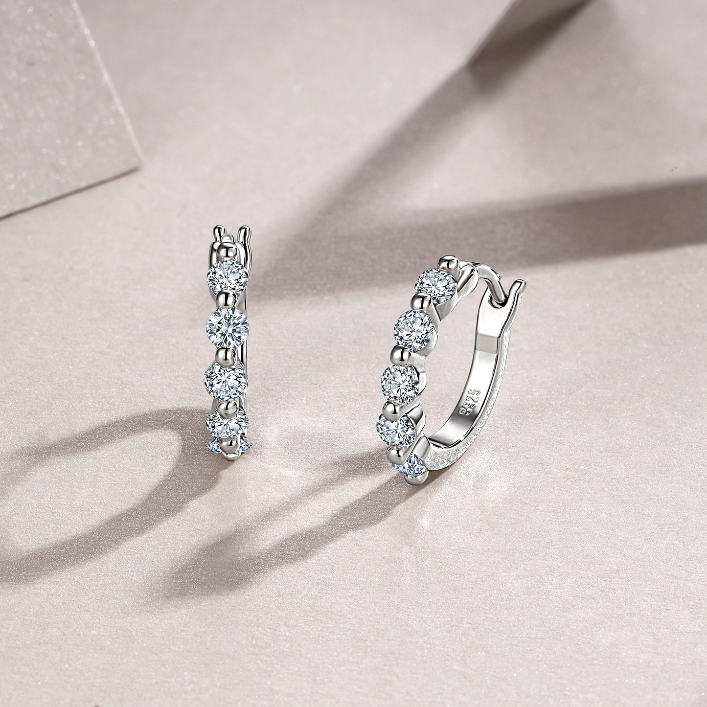 Luxury Silver Earrings Set Featuring Top-quality Moissanite Stones, Made Of S925 Silver Electroplated With Platinum.