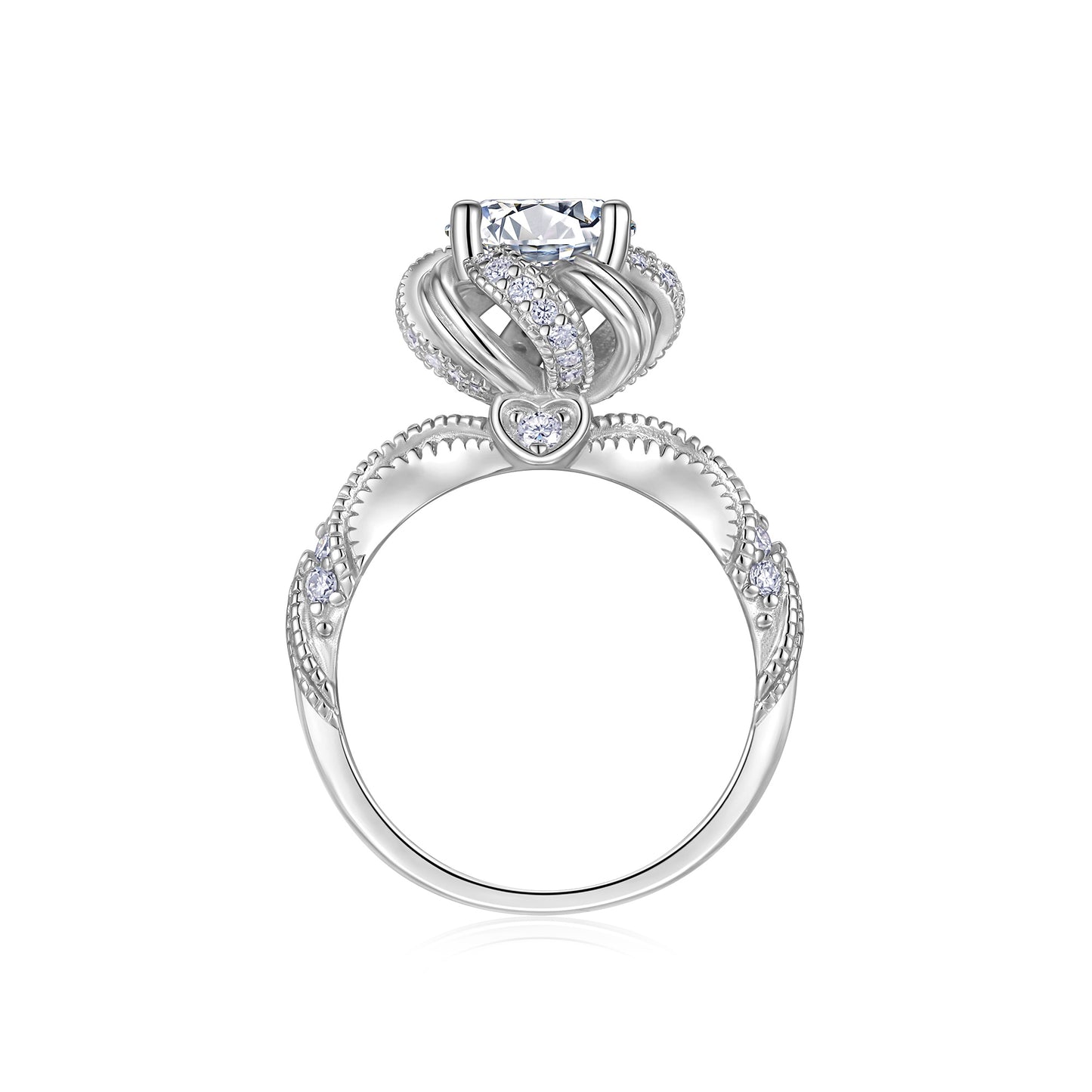 2-carat Luxury Silver Ring Set With Top-quality Moissanite D Color VVS, Made Of S925 Silver With Electroplated Platinum.