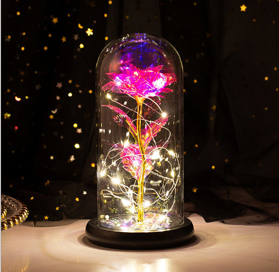 Galaxy Enchanted Rose in Glass Dome with LED Lights | Forever Flower Gift