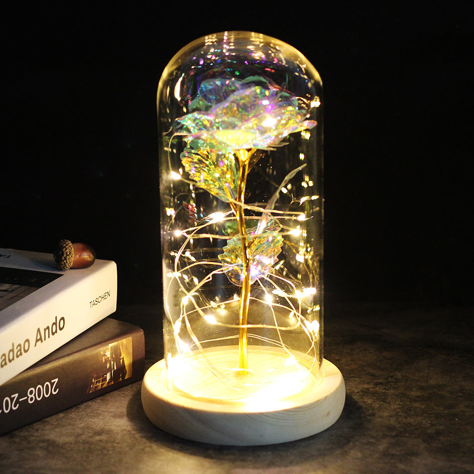 Galaxy Enchanted Rose in Glass Dome with LED Lights | Forever Flower Gift