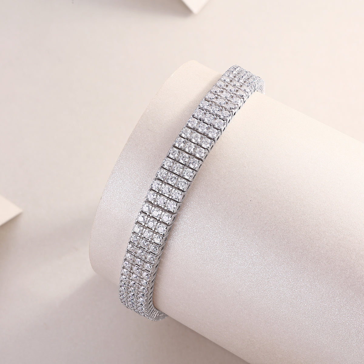 Chain Lock Radiance - Luxury S925 Silver Bracelet Set With Top-quality Moissanite,  Silver-plated Platinum