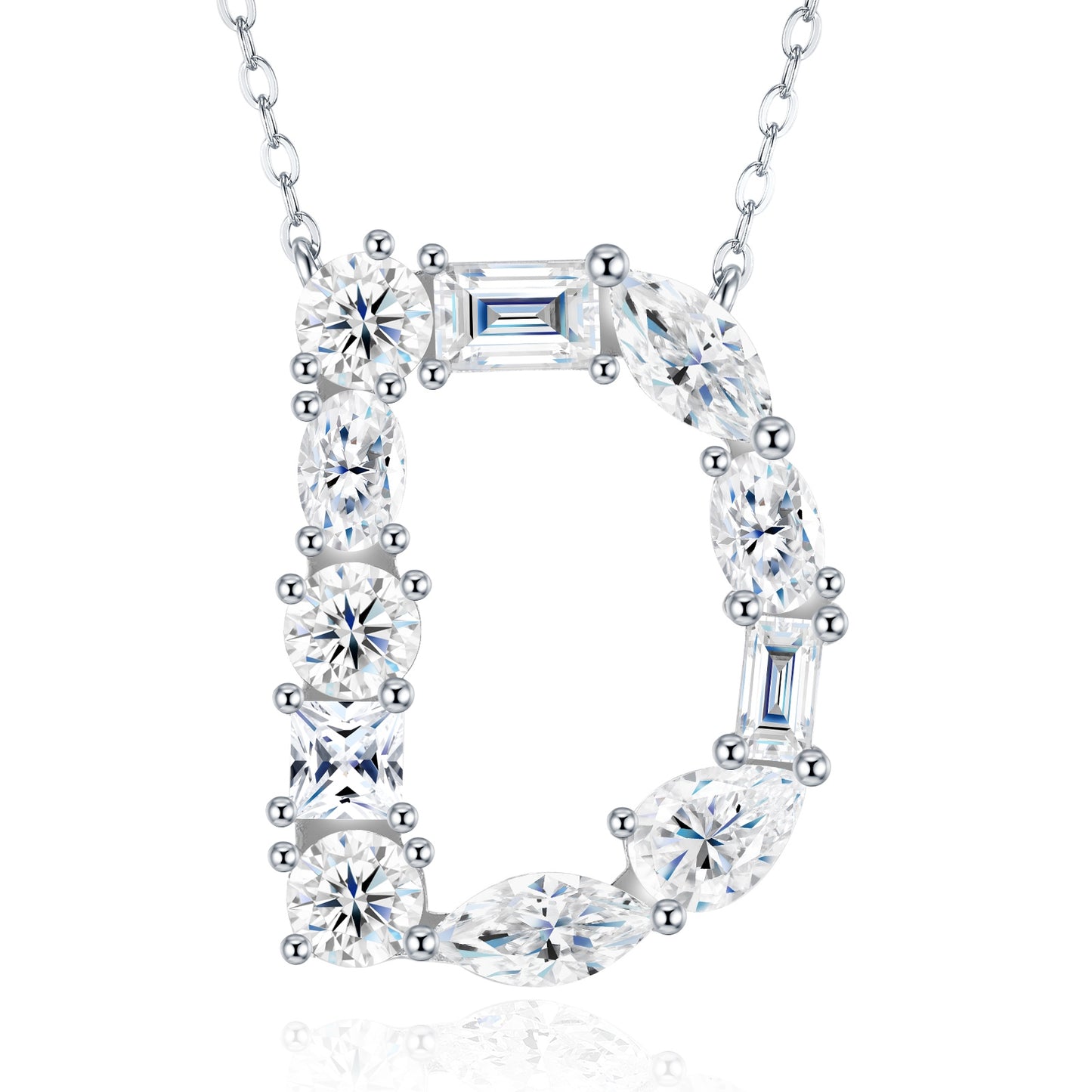 26-Letter - D - Luxury Necklace Featuring Top-quality Moissanite D Color VVS , Made Of S925 Silver Electroplated With Platinum.
