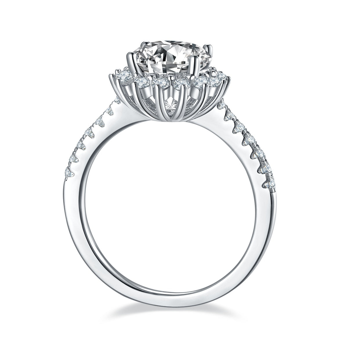 2-carat Luxury Silver Ring Set With Top-quality Moissanite D Color VVS, S925 Silver Plated With Platinum