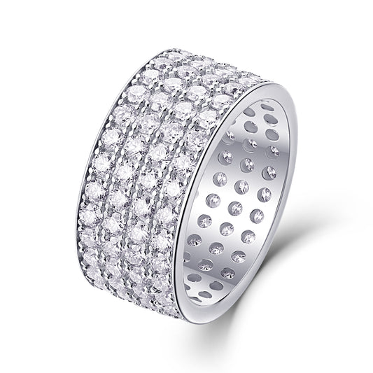 Luxury Silver Ring Set With Top-quality Moissanite, S925 Silver With Platinum Plating