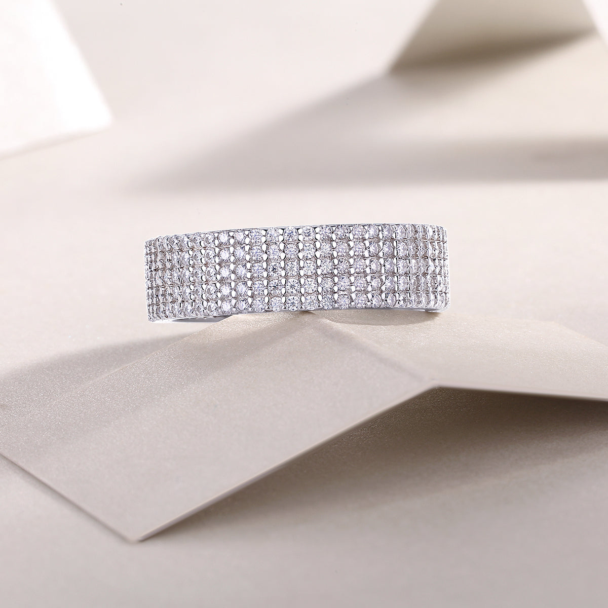 Luxury Silver Ring Set With Top-quality Moissanite , S925 Silver Plated With Platinum