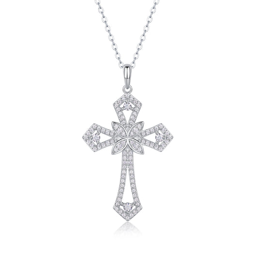 Luxury Silver Pendant Featuring Top-quality Moissanite D Color VVS,  S925 Silver Electroplated Over Platinum.