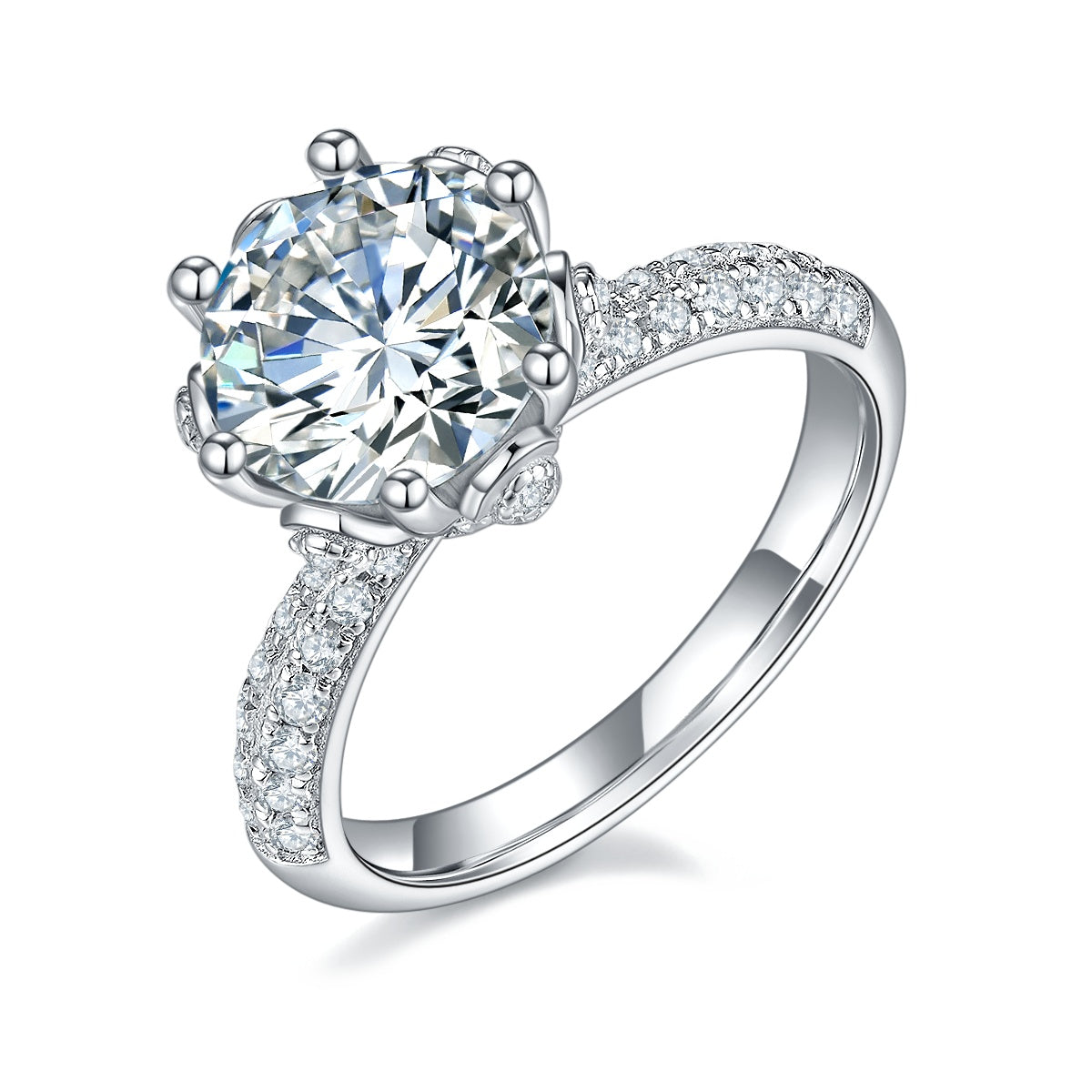 3-carat Luxury  Silver Ring Set With Top-quality Moissanite D Color VVS, S925 Silver Plated With Platinum