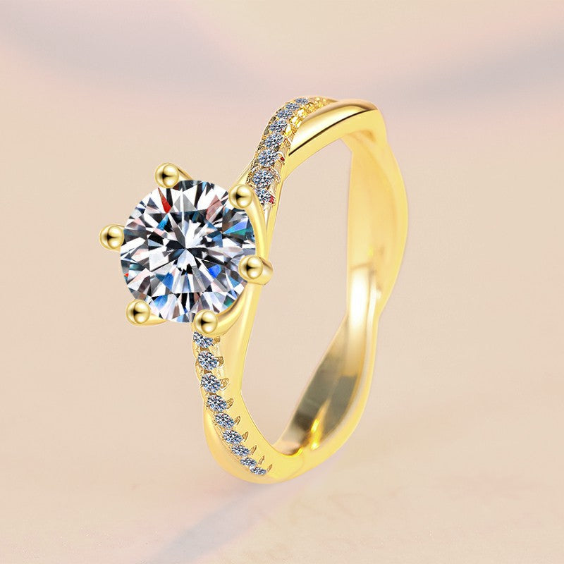 Fashion 1 Karat Moissanite Sterling Silver S925 Ring