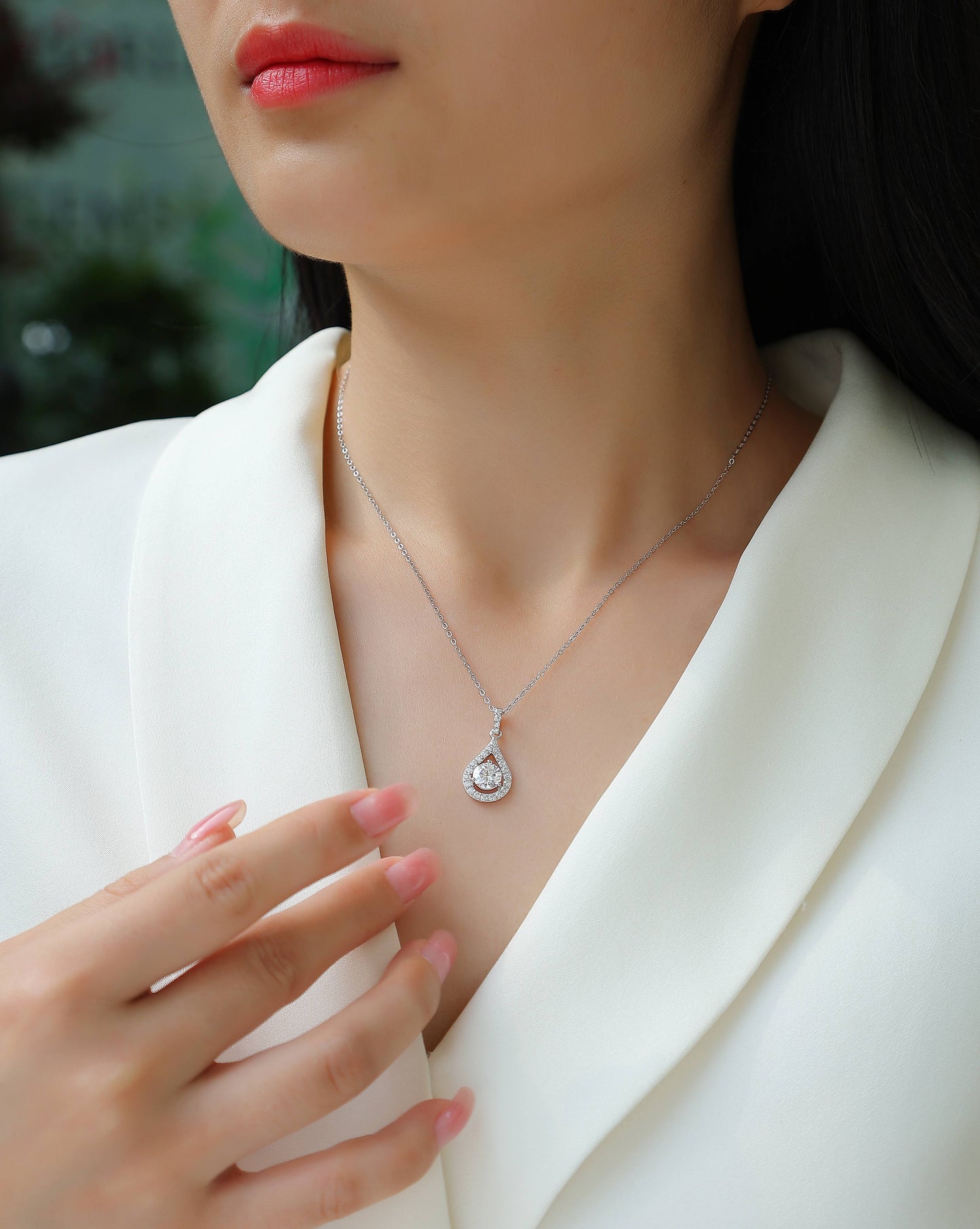 Heart Charm - Luxurious Diamond Jewelry Piece Set With 1-carat Moissan Diamond S925 Sterling Silver And Platinum-plated Pendant