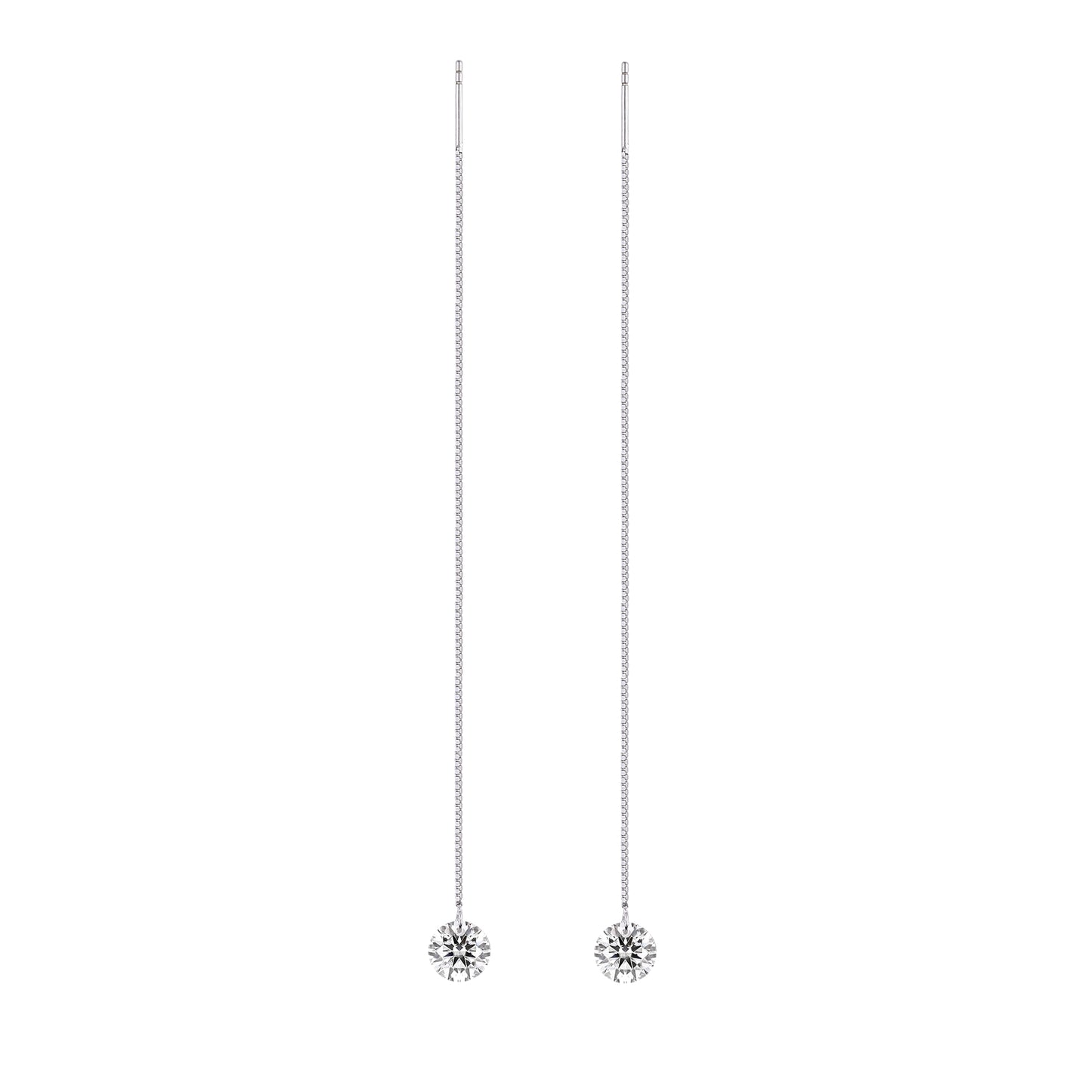 D Color VVS1 Moissanite Threader Earrings in S925 Sterling Silver | Platinum Plated Dangle Drop Jewelry