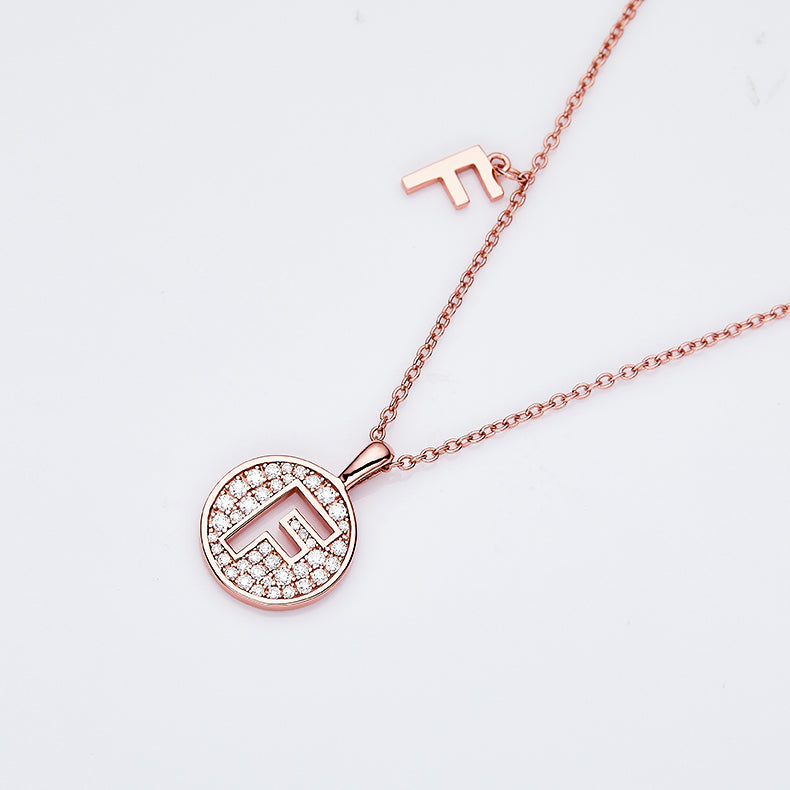 Luxury Initial Letter Necklace Pendant – F , S925 Silver Rose Gold Plated with Top-Quality Brilliant Moissanite