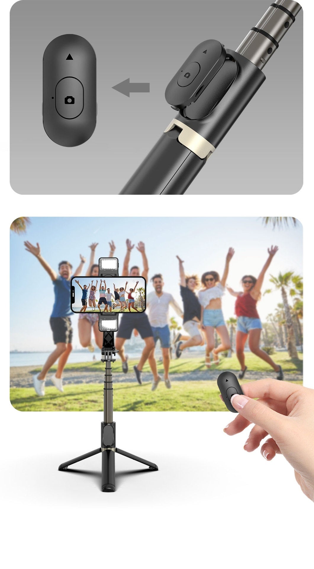 Mechanical Single-Axis Handheld Gimbal Stabilizer with Dual Fill Lights