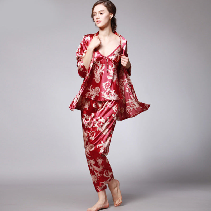 Women’s Silk Pajama Set – 3-Piece Loungewear & Sleepwear Outfit