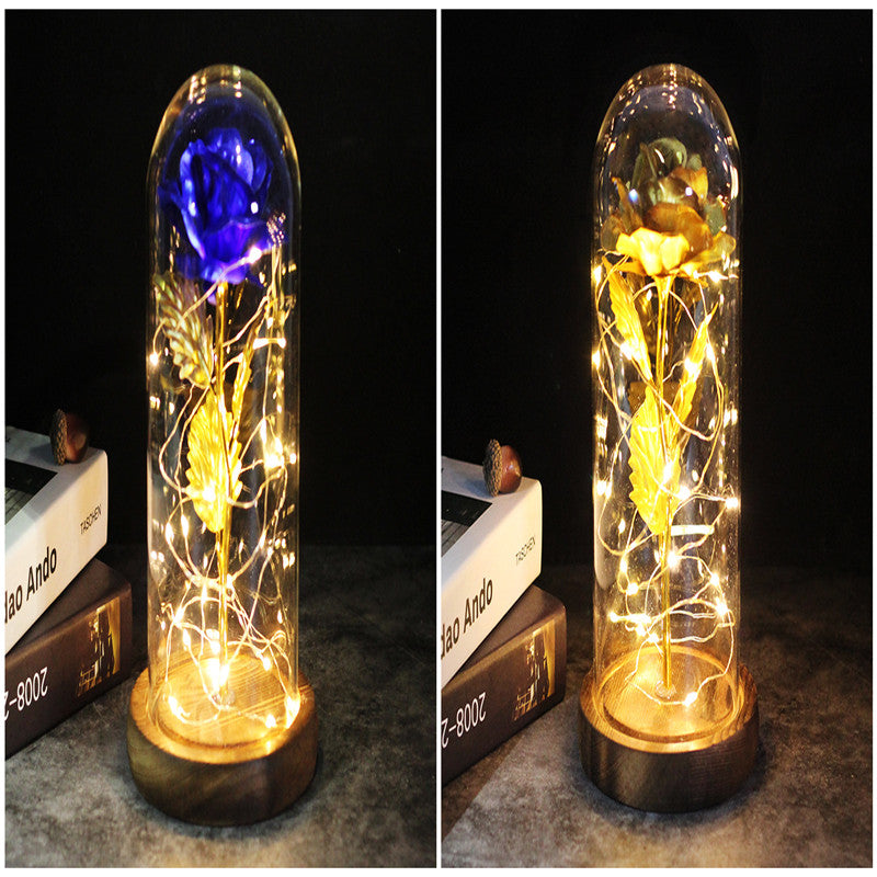 Galaxy Enchanted Rose in Glass Dome with LED Lights | Forever Flower Gift