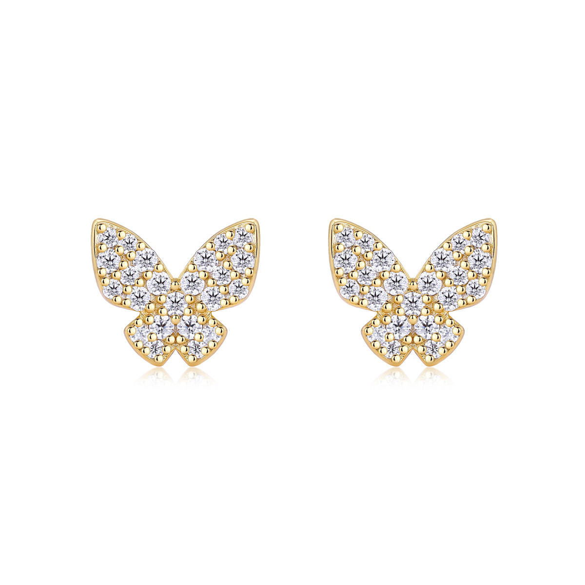 Golden Feather Butterfly - Premium Moissanite Luxury Silver Stud Earrings S925 Silver Electroplated Gold