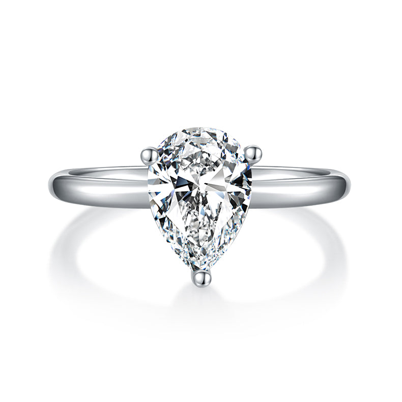 Luxury Silver Ring Pear-shaped Moissanite Set With Top-quality Moissanite D Color VVS , S925 Silver Electroplated With Platinum