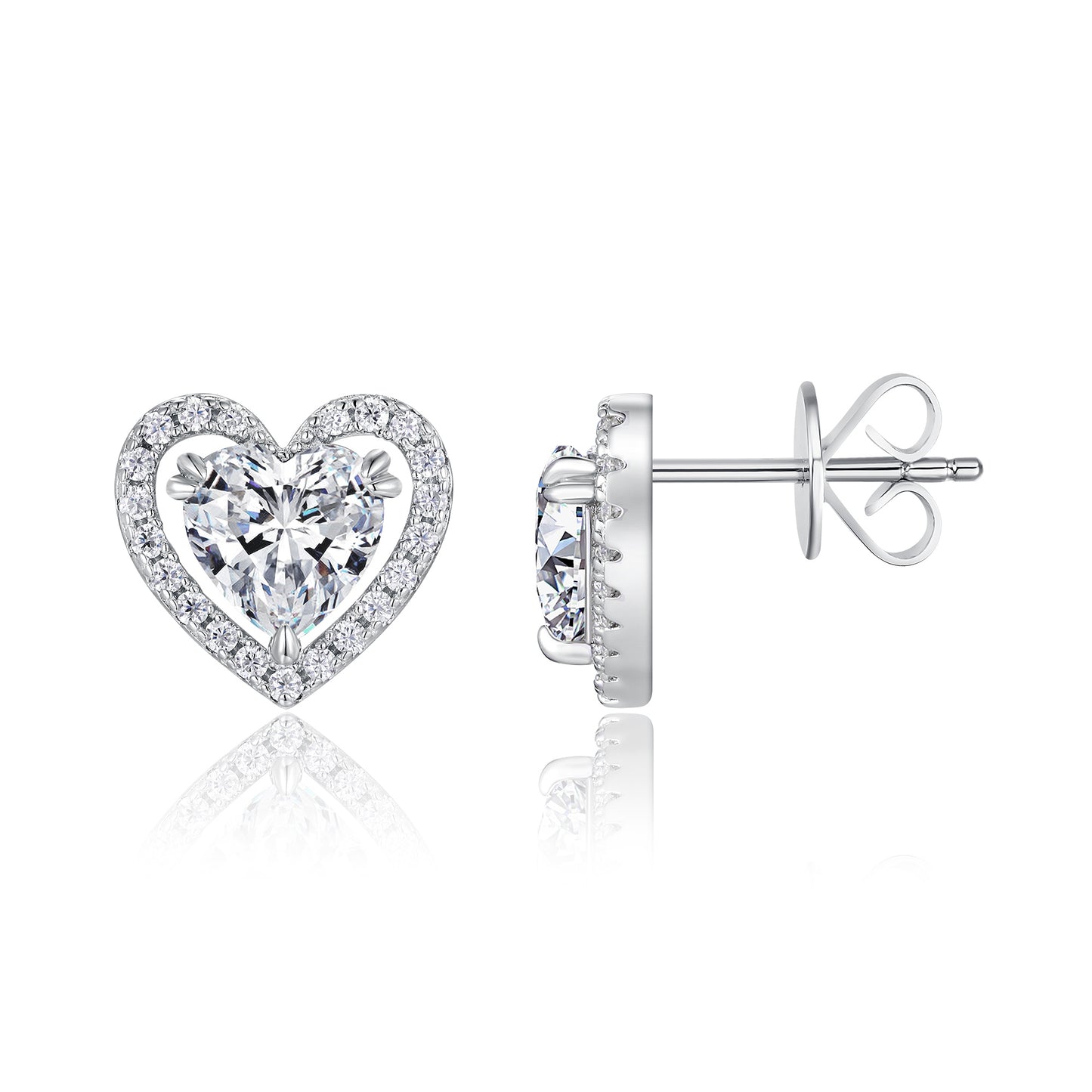 Luxury Silver Stud Earrings Set With Top-quality Moissanite, S925 Silver Plated Platinum