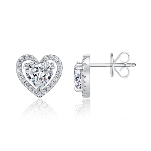 Luxury Silver Stud Earrings Set With Top-quality Moissanite, S925 Silver Plated Platinum
