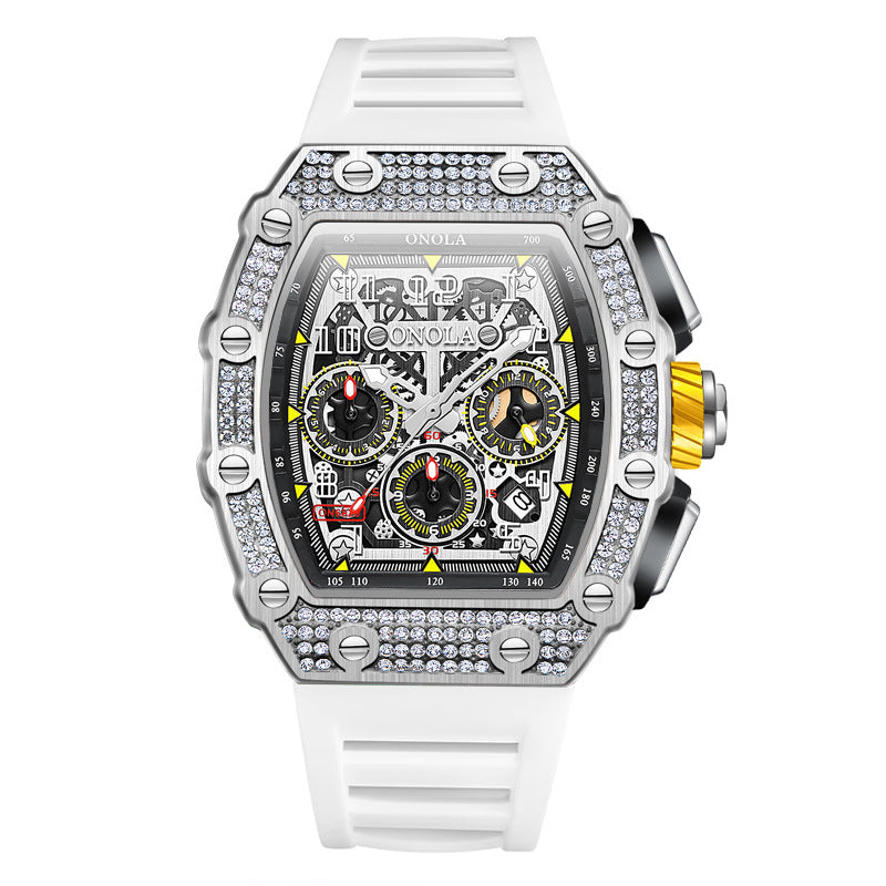 Luxury Full Diamond Mechanical Watch – Elegant Multi-Function Timepiece