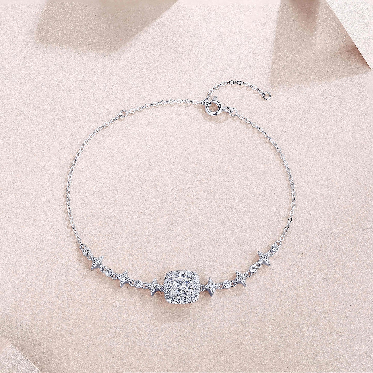 Luxury Silver Bracelet Set With Top-quality Moissanite D Color VVS ,  S925 Silver-plated Platinum