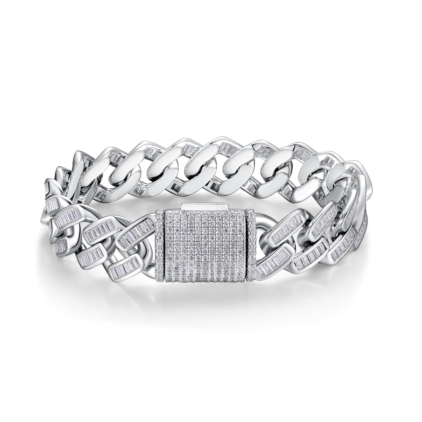 Set With Top-quality Moissanite, Luxury Silver Bracelet S925 Silver Electroplated With Platinum