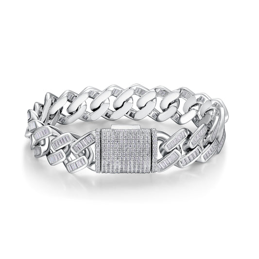 Set With Top-quality Moissanite, Luxury Silver Bracelet S925 Silver Electroplated With Platinum