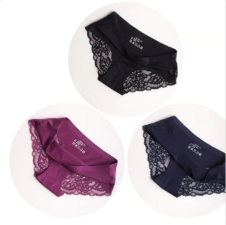 Ice Silk Traceless Lace Women’s Briefs – Breathable Pure Cotton Crotch