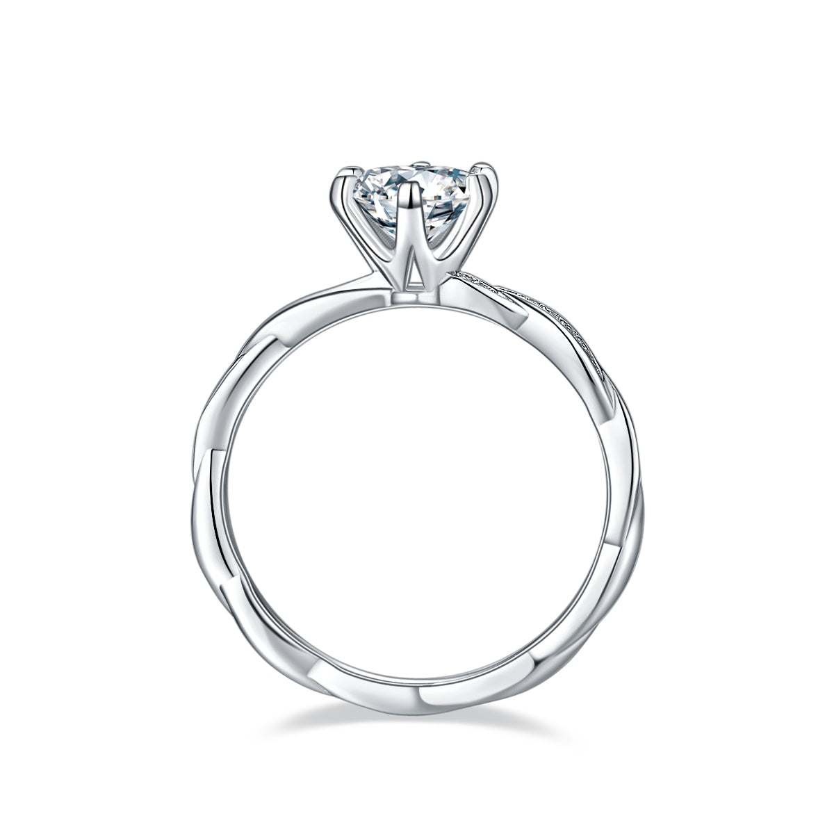 1-carat Luxury  Silver Ring Set With Top-quality Moissanite, S925 Silver Plated Platinum