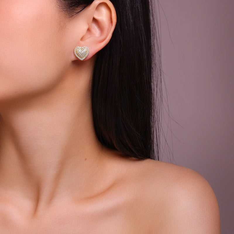 Luxury Silver Stud Earrings Set With Top-quality Moissanite ,S925 Silver Electroplated Gold