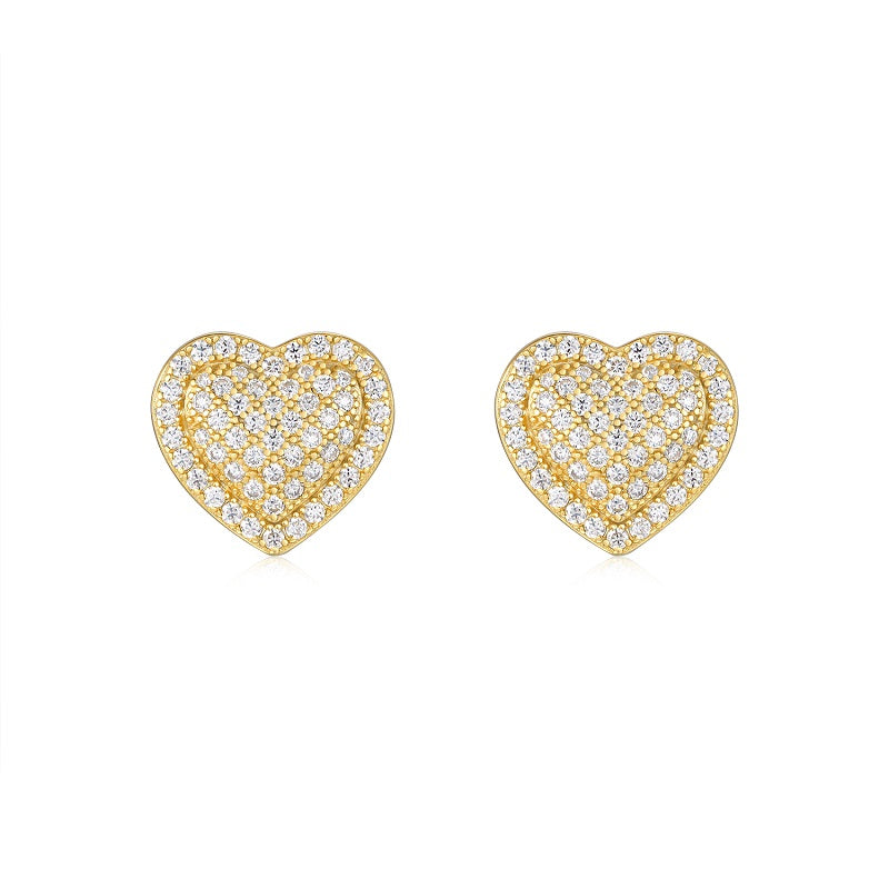 Luxury Silver Stud Earrings Set With Top-quality Moissanite ,S925 Silver Electroplated Gold