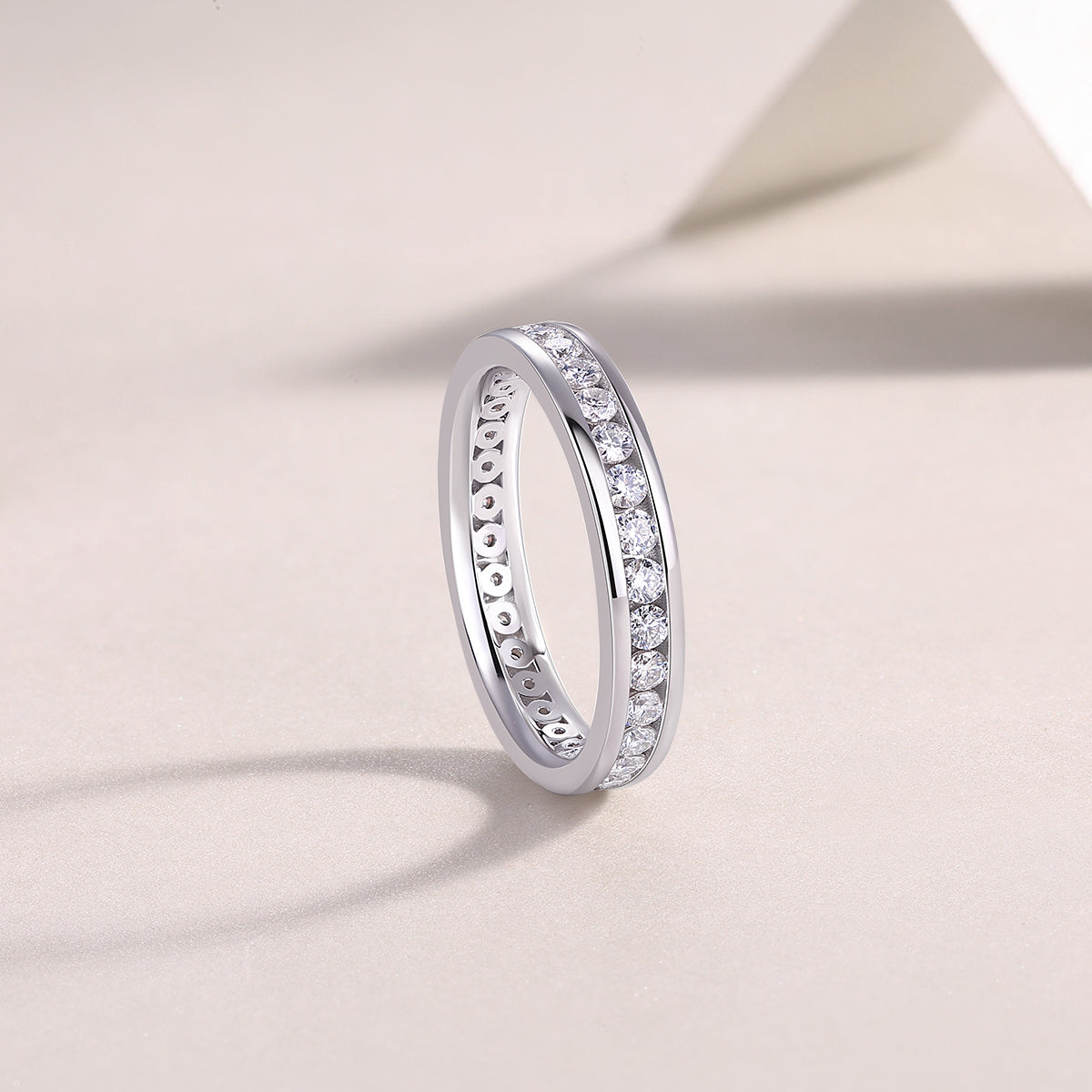 Luxury Silver Ring Set With Top-quality Moissanite D Color VS, S925 Silver Plated With Platinum
