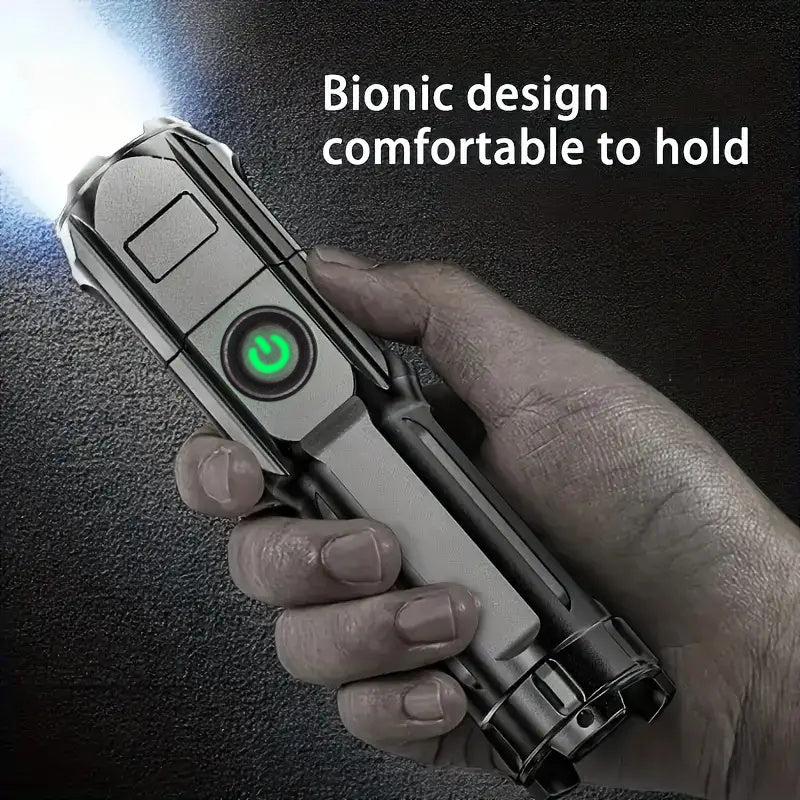 Powerful Zoomable LED Flashlight | Outdoor Multi-functional & Portable Torch | USB Rechargeable, Waterproof, Long-Range Lighting for Home & Camping Use