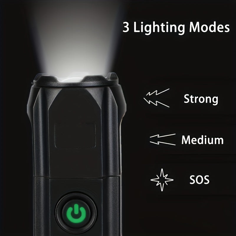 Powerful Zoomable LED Flashlight | Outdoor Multi-functional & Portable Torch | USB Rechargeable, Waterproof, Long-Range Lighting for Home & Camping Use