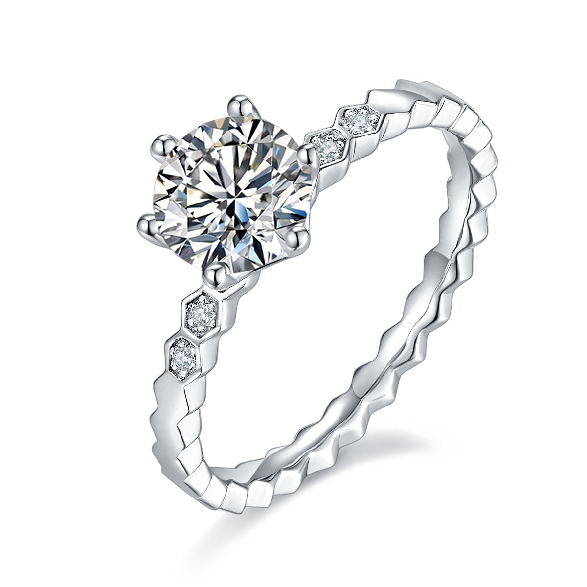 1-carat Luxury Luxury Silver Ring Set With Top-quality Moissanite D Color VVS  , S925 Silver Plated Platinum