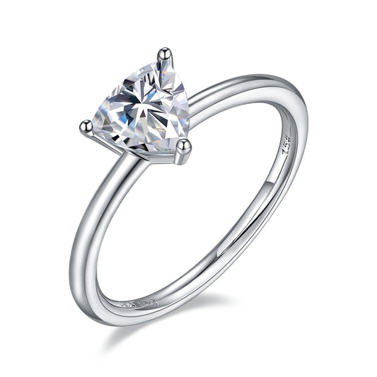 Luxury Silver Ring Triangular Moissanite Set With Top-quality Moissanite D Color VVS , S925 Silver Electroplated With Platinum